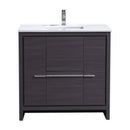 KubeBath Dolce 36 in. Modern Bathroom Vanity with White Quartz Counter Top - Gray Oak, AD636WB