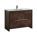 KubeBath Dolce 48 in. Rose Wood Modern Bathroom Vanity with White Quartz Counter-Top, AD648SRW