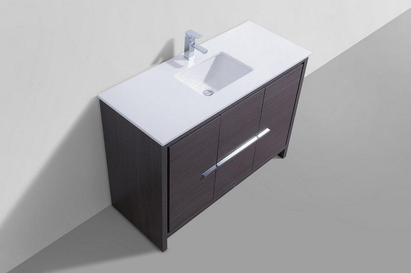 KubeBath Dolce 48 in. Modern Bathroom Vanity with White Quartz Counter Top - Gray Oak, AD648SWB