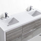 KubeBath Dolce 60 in. Double Sink Modern Bathroom Vanity with White Quartz Counter Top - Ash Gray, AD660DHG
