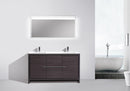 KubeBath Dolce 60 in. Double Sink Modern Bathroom Vanity with White Quartz Counter Top - Dark Gray Oak, AD660DWB
