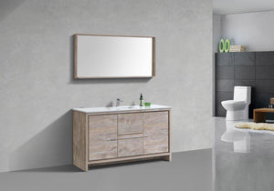 KubeBath Dolce 60 in. Modern Bathroom Vanity with White Quartz Counter Top - Nature Wood, AD660SNW