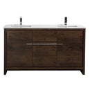 KubeBath Dolce 60 in. Rose Wood Modern Bathroom Vanity with White Quartz Counter-Top, AD660SRW