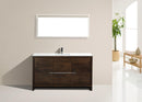 KubeBath Dolce 60 in. Rose Wood Modern Bathroom Vanity with White Quartz Counter-Top, AD660SRW