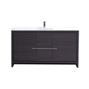 KubeBath Dolce 60 in. Dark Gray Oak Modern Bathroom Vanity with White Quartz Counter-Top, AD660SWB