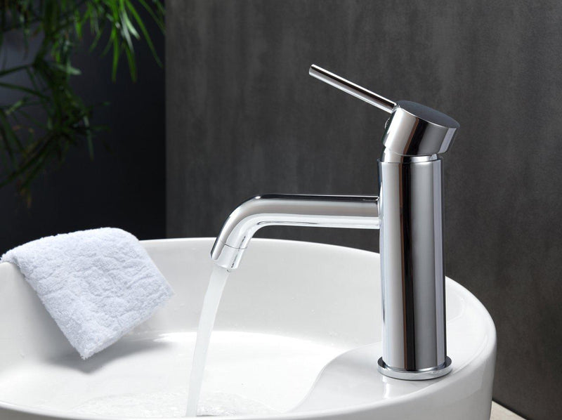 KubeBath Aqua Rondo Single Hole Mount Bathroom Vanity Faucet - Chrome, AFB090