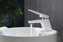 KubeBath Aqua Siza Single Lever Modern Bathroom Vanity Faucet - Matt White, AFB13WH