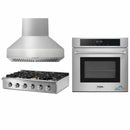 Thor Kitchen 3-Piece Pro Appliance Package - 36-Inch Rangetop, Electric Wall Oven & Pro-Style Wall Mount Hood in Stainless Steel