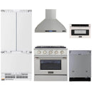 Kucht 5-Piece Appliance Package - 30-Inch Dual Fuel Range, 36-Inch Panel Ready Refrigerator, Wall Mount Hood, Panel Ready Dishwasher, & Microwave Drawer