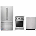 Thor Kitchen 3-Piece Appliance Package - 24-Inch Electric Range, French Door Refrigerator, and Dishwasher in Stainless Steel
