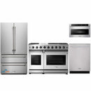 Thor Kitchen 4-Piece Appliance Package - 48-Inch Gas Range, French Door Refrigerator, Dishwasher, and Microwave Drawer in Stainless Steel