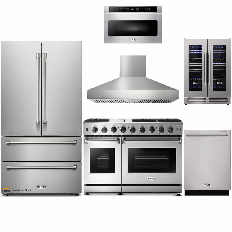 Thor Kitchen Appliances Set - Thor 48 in. Natural Gas Range 6 Piece  Appliance Package, AS-LRG4807U-8