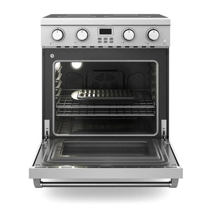 Thor Kitchen 6-Piece Appliance Package - 30-Inch Electric Range, Wall Mount Range Hood, Refrigerator with Water Dispenser, Dishwasher, Microwave, and Wine Cooler in Stainless Steel