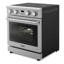 Thor Kitchen 4-Piece Appliance Package - 30-Inch Electric Range, Wall Mount Range Hood, Refrigerator with Water Dispenser, and Dishwasher in Stainless Steel