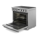 Thor Kitchen 4-Piece Appliance Package - 36-Inch Electric Range, Wall Mount Range Hood, Refrigerator with Water Dispenser, and Dishwasher in Stainless Steel
