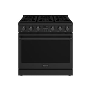 Thor Kitchen 36-Inch Gas Range in Black - Contemporary Professional