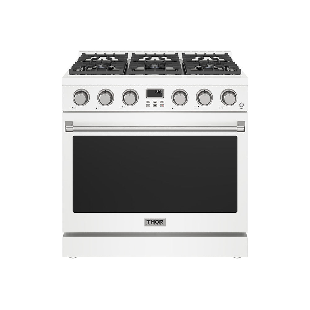 Thor Kitchen 36-Inch Liquid Propane Range in White - Contemporary Professional