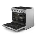 Thor Kitchen 6-Piece Appliance Package - 36-Inch Gas Range, Pro-Style Wall Mount Range Hood, Refrigerator, Dishwasher, Microwave, and Wine Cooler in Stainless Steel