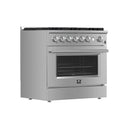 FORNO 3-Piece Appliance Package - 36-Inch Marco Gas Range, French Door Refrigerator, & Dishwasher in Stainless Steel FBDL-009-01CAUS