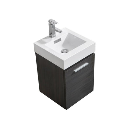Bliss 16 in. Wall Mount Modern Bathroom Vanity - Gray Oak