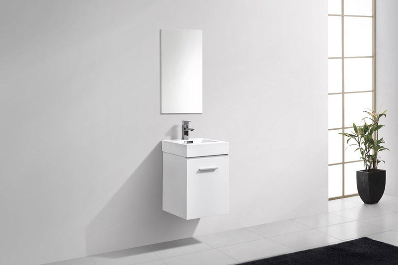 Bliss 16 in. Wall Mount Modern Bathroom Vanity - High Gloss White