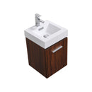 Bliss 16 in. Wall Mount Modern Bathroom Vanity - Walnut