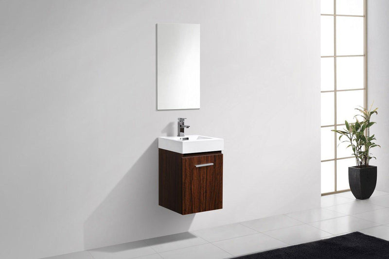 Bliss 16 in. Wall Mount Modern Bathroom Vanity - Walnut