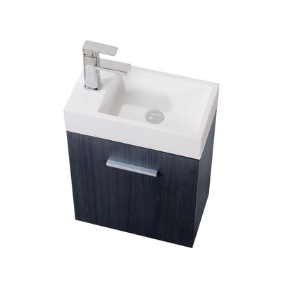 Bliss 18 in. Wall Mount Modern Bathroom Vanity - Gray Oak