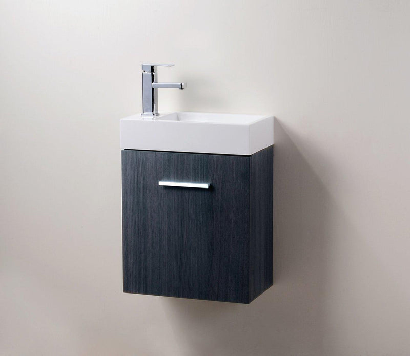 Bliss 18 in. Wall Mount Modern Bathroom Vanity - Gray Oak