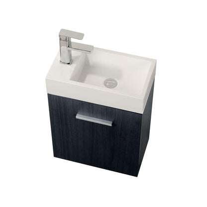 Bliss 18 in. Wall Mount Modern Bathroom Vanity - High Gloss Gray Oak
