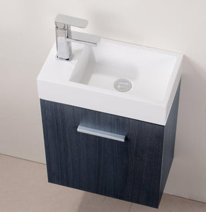 Bliss 18 in. Wall Mount Modern Bathroom Vanity - High Gloss Gray Oak