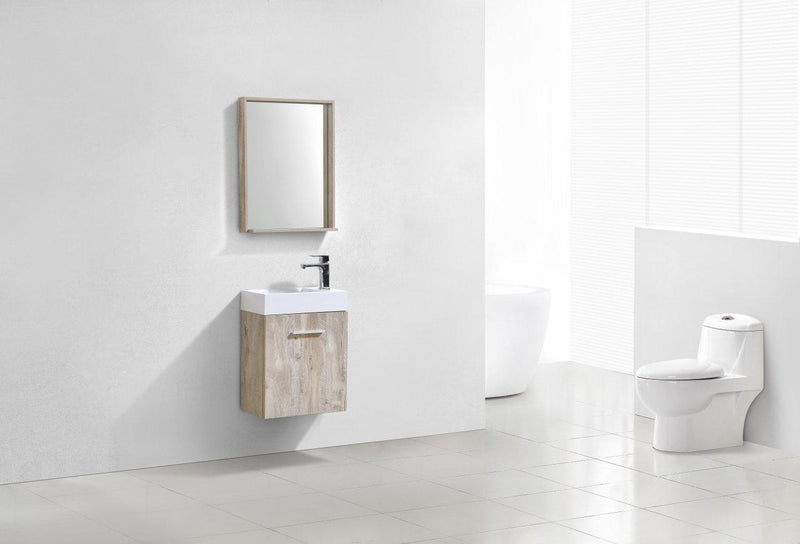 Bliss 18 in. Wall Mount Modern Bathroom Vanity - Nature Wood