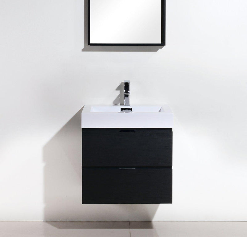 Bliss 24 in. Wall Mount Modern Bathroom Vanity - Black