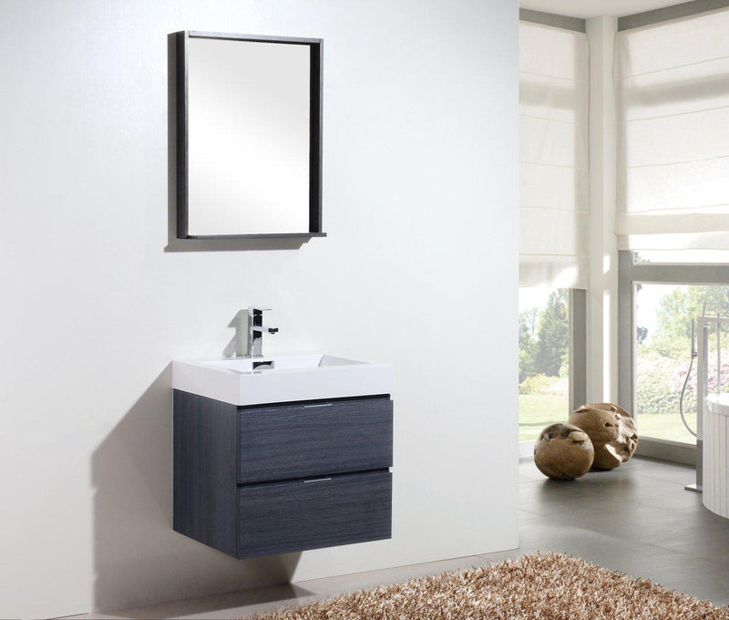 Bliss 24 in. Wall Mount Modern Bathroom Vanity - Gray Oak
