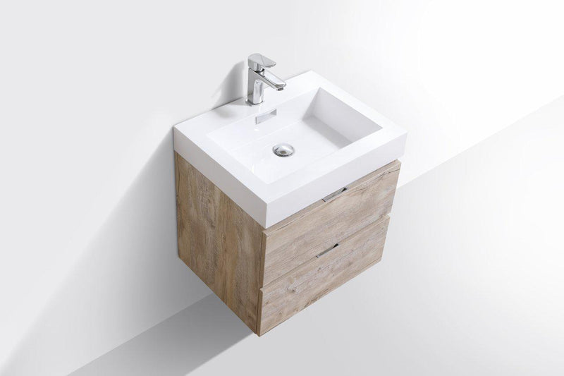Bliss 24 in. Wall Mount Modern Bathroom Vanity - Nature Wood
