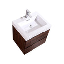 Bliss 24 in. Wall Mount Modern Bathroom Vanity - Walnut