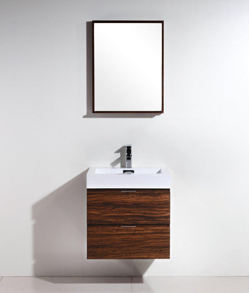 Bliss 24 in. Wall Mount Modern Bathroom Vanity - Walnut