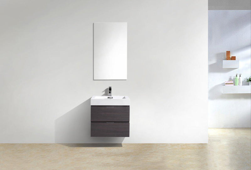 Bliss 24 in. Wall Mount Modern Bathroom Vanity - High Gloss Gray Oak