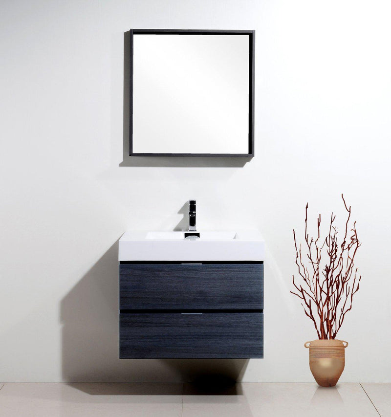 Bliss 30 in. Wall Mount Modern Bathroom Vanity - Gray Oak