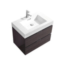 Bliss 30 in. Wall Mount Modern Bathroom Vanity - High Gloss Gray Oak