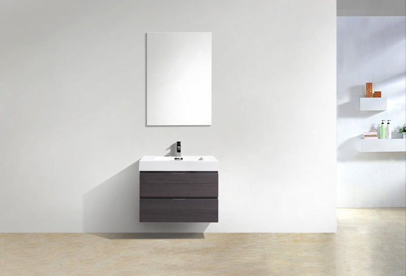 Bliss 30 in. Wall Mount Modern Bathroom Vanity - High Gloss Gray Oak