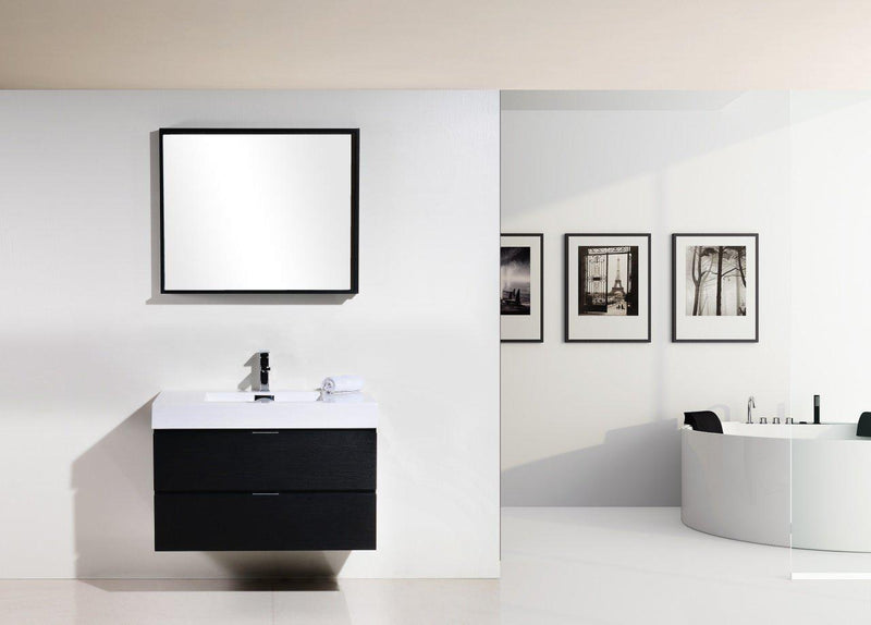 Bliss 36 in. Wall Mount Modern Bathroom Vanity - Black
