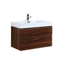 Bliss 36 in. Wall Mount Modern Bathroom Vanity - Walnut