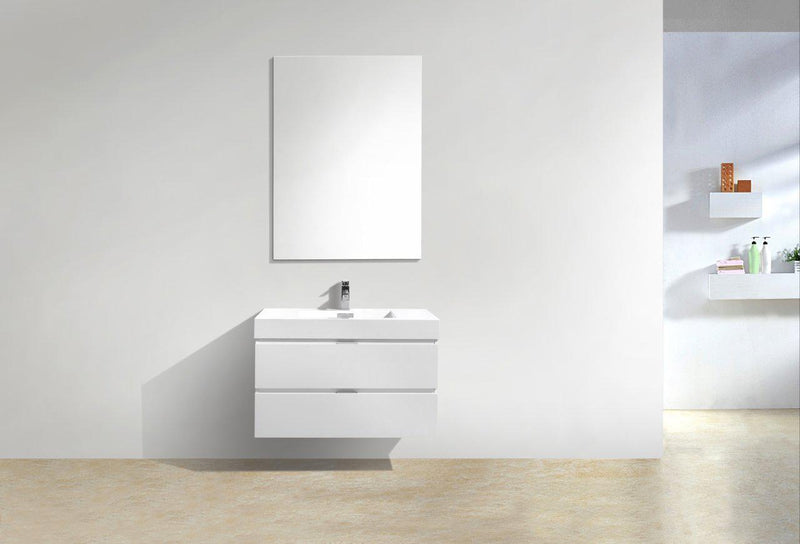 Bliss 36 in. Wall Mount Modern Bathroom Vanity - High Gloss White