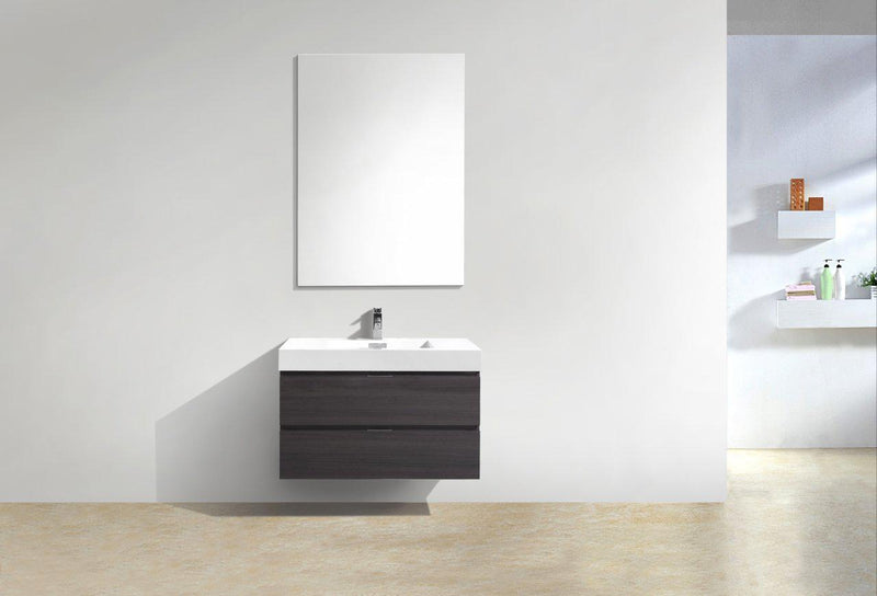 Bliss 36 in. Wall Mount Modern Bathroom Vanity - High Gloss Gray Oak