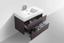 Bliss 36 in. Wall Mount Modern Bathroom Vanity - High Gloss Gray Oak