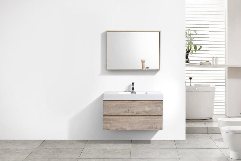 Bliss 40 in. Wall Mount Modern Bathroom Vanity - Nature Wood