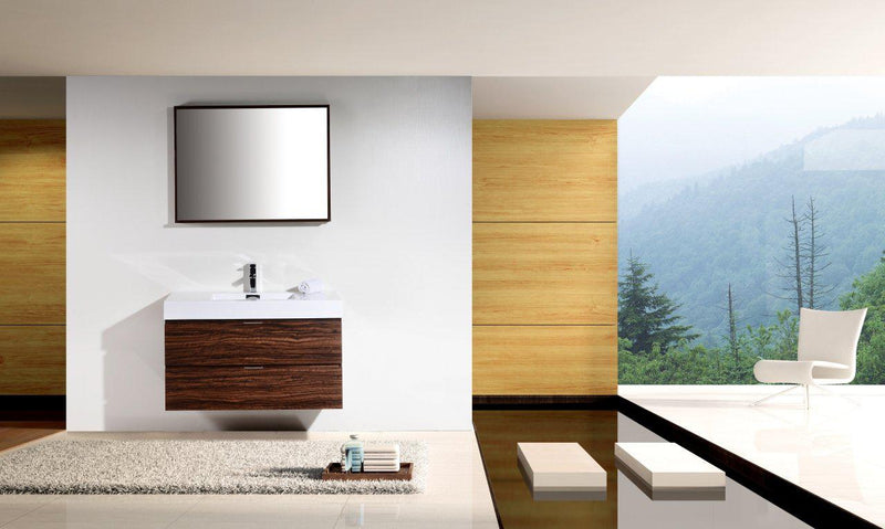 Bliss 40 in. Wall Mount Modern Bathroom Vanity - Walnut