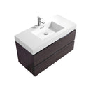 Bliss 40 in. Wall Mount Modern Bathroom Vanity - High Gloss Gray Oak