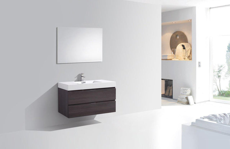 Bliss 40 in. Wall Mount Modern Bathroom Vanity - High Gloss Gray Oak